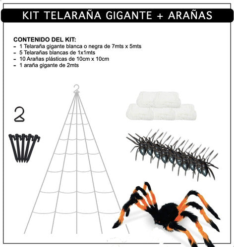 Giant Spider Web Kit 7x5m with Deco Spiders for Halloween Home Decor 2