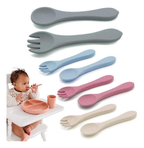 Krokus Silicone Spoon and Fork Set for Babies 0