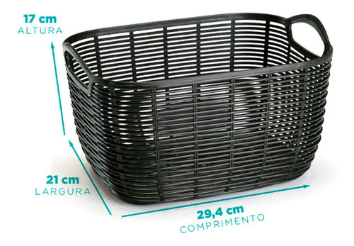 Kit 2 Cesto Organizador Multiuso Vime Médio Preto 30x21x17cm 2