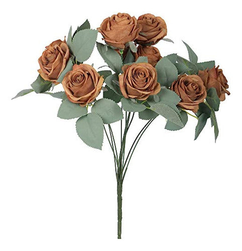 Vwmyq 10 Cabezas Vintage Artificial Rose Decoration Silk Flo 0