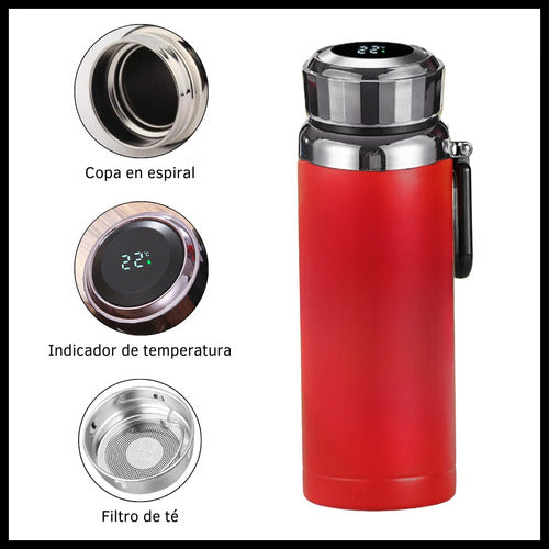 Stainless Steel 1 Liter Thermos Bottle with LED Display Temperature and Filter 35