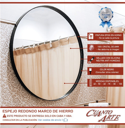 Circular 80 cm Iron Frame Mirror for Bathroom 1