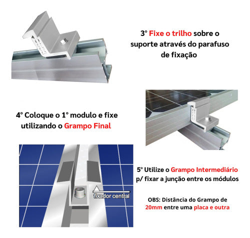 Kit Estrutura Suporte Linha C 07 Placas Solar Viga Metálica 7