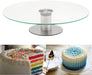 Elegant 30cm Glass Rotating Cake Stand with Stainless Steel Base 3