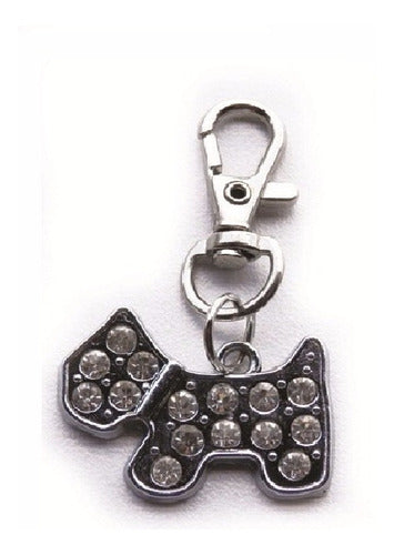 Pet ID Tag with Large Rhinestones - Engraved Dog Shaped Medal 0