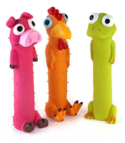 Chiwava 3 Pack 9  Squeaky Latex Dog Toys Standing Stick Anim 0