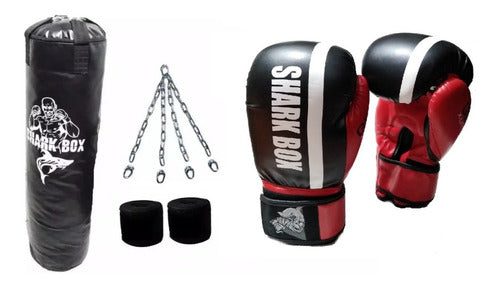 Boxing Kit, 1.50m Bag with Filling+Chains+Gloves+Wraps 0