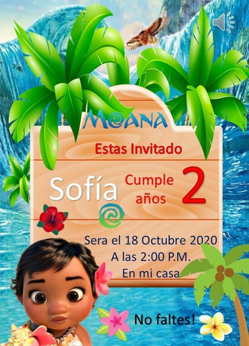 Kit Imprimible Carmelo Video Invitation Card - Moana 4 1