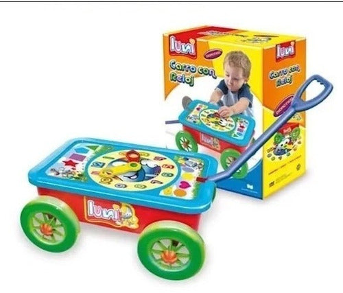 Pull-along Toy Cart with Removable Clock Cover by Luni Plast 0