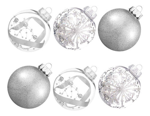 12 Bolas De Navidad Ps Xmasexp - 3 Diseños Plateadas 7cm 0