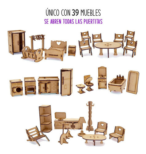 Dollhouse Around the World with 32 Flex Fibrofacil Furniture Set 5