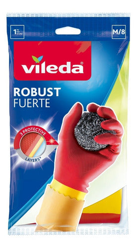 Vileda Strong Cleaning Gloves 3 Layers High Resistance Latex Gloves 5