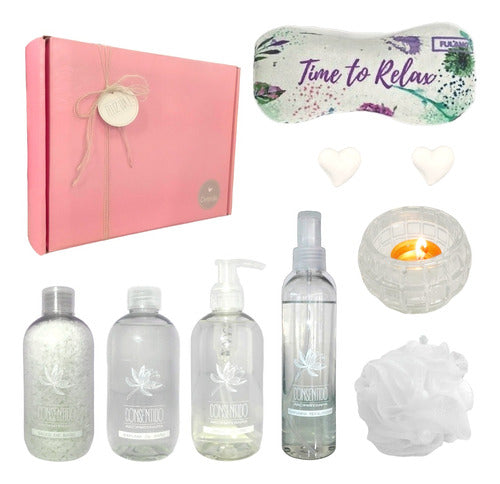 Spa Relaxation Gift Box Kit with Jasmine Aroma - Zen Set N06 for a Happy Day - Kit Caja Regalo Mujer Box Spa Jazmín Set Zen N06 Feliz Día