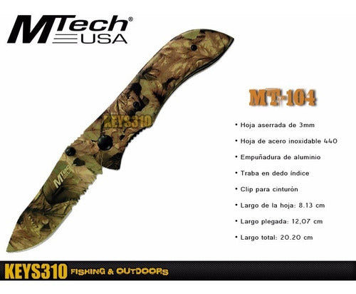 Mtech USA Knife. Camouflage Aluminum Handle 3