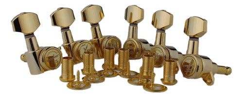 Guyker Guitar Tuning Pegs 6 In Line Gold With Lock Type Gotoh 1