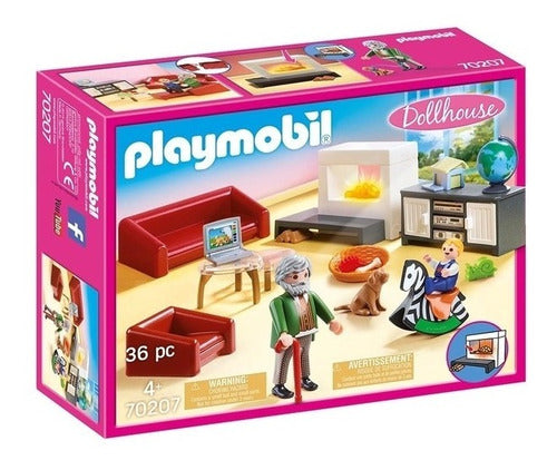 Playmobil Sala De Star Abuelo Niño Y Perro Dollhouse 0