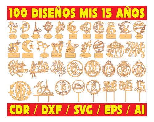 Pack Vectores Corte Laser - 100 Diseños Cumpleaños De 15 0