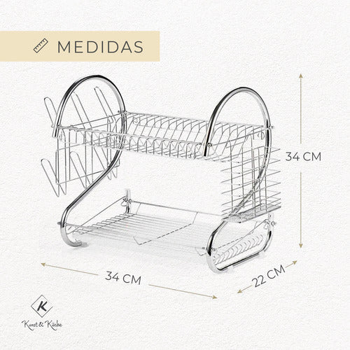 Kunst & Küche Dish Rack Cutlery Organizer 2-Tier Stainless Steel 6