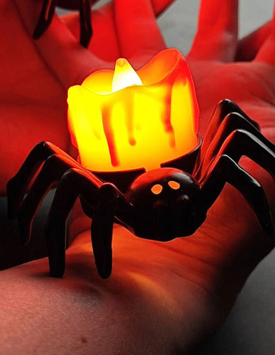 Colores Vela Araña Luz Led Halloween Decoracion X1 1