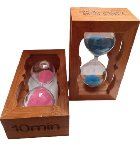 10-Minute Sand Timer with Wooden Base and Glass 1