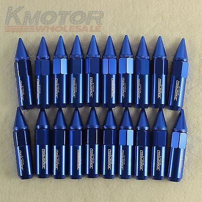 20pcs Azul M12x1.5 Cap Tacon Sintonizador Largo 60mm Alumini 3