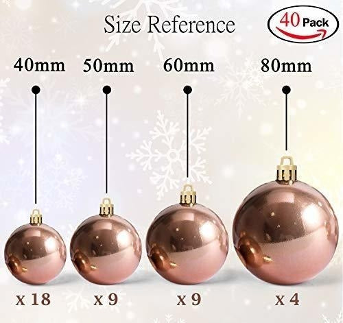 AMS 40ct Christmas Ball Plated Ornaments Tree Collection - Pearl Rose Gold 1