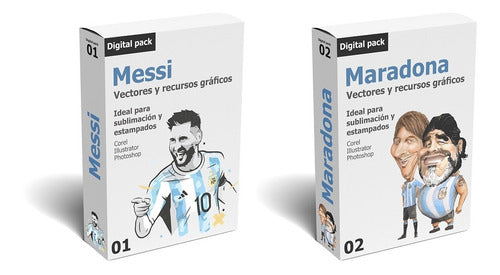 Pack of Messi and Maradona Vector Art for Printing and Sublimation 0