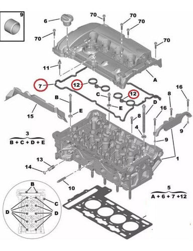 Peugeot Original Valve Cover Gasket Set 1.6 THP 2