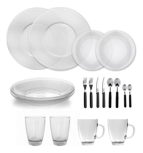 Durax Complete Dinnerware Set 18 Pieces for 2 People - Glass 0