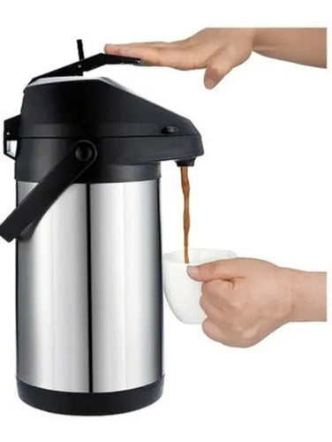 Stainless Steel Pump Thermos Hot Cold 4 Liters 0