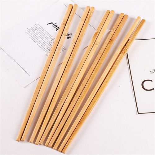 Set X 10 Palitos Para Sushi Chopsticks Bambú Reutilizables 1