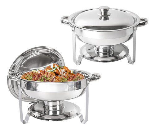 IMACONE Buffet Plate Set of 2 Packages – 5QT Stainless Steel Round Chafer for Catering 0