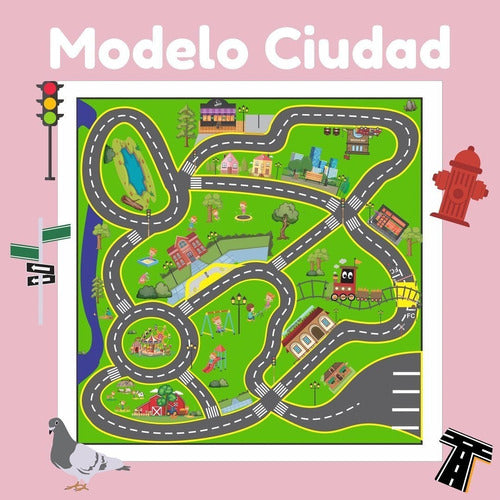 Lona Didáctica Pista De Autos Ciudad Juego Infantil 45x45cm. 3