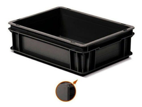 Storage Compat 12 Stackable Plastic Containers 4312A 40x30x12cm + 3 Black Lids 1