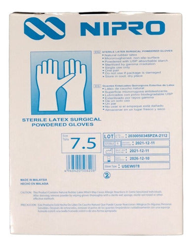 Nipro Sterile Latex Surgical Gloves X50 Units 0