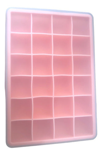 Generic Silicone Ice Cube Tray with Lid - 24 Pieces - Pink 1