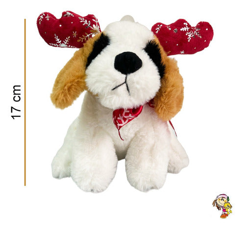 Christmas Plush Dog with Reindeer Ears Soft Toy 1