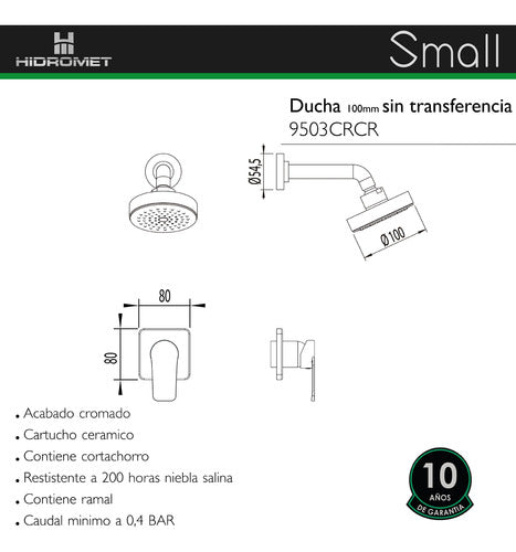 Griferia Combo Ducha S/transf+lavatorio Hidromet Small Cromo 4