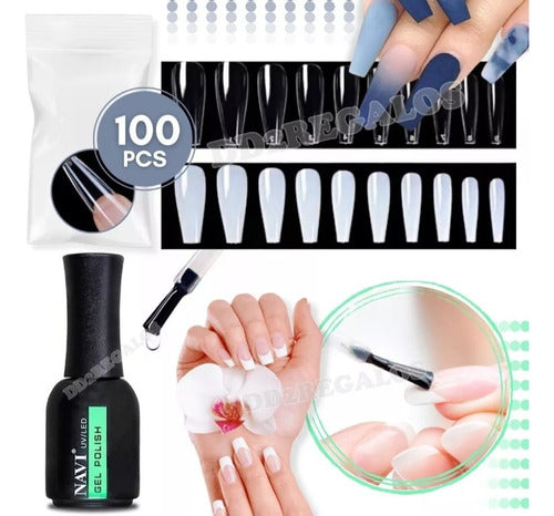 Kit Press On Kapping Gel Corrective + 100 Coffin Shape Tips Nails 1