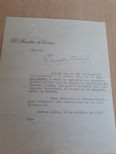 Sobre Y Carta Membrete Ministro Guerra Eduardo Avalos 1945 3