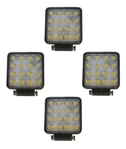 Max Tuning Kit X4 Square Led Light 16 Led 48 Watts 12v/24v Auto Moto 1