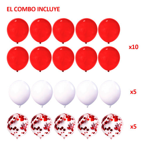 20 Art Globos Oyc Rojo / Corazon Estrella Confetti Enamorado 1