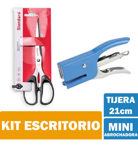 21 cm Scissors + Mini Metal Stapler Clamp 10/50 Office 1