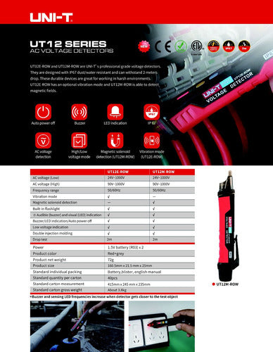 Professional Grade Non-Contact Voltage Detector UNI-T UT12E IP67 Vibration Alert 6