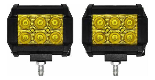 IMPORT PARTS Kit 2 Faro Auxiliar Reflector 6 Led 18w Amarillo 12v 24v 0