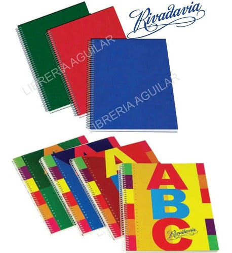 3 Rivadavia ABC Notebooks Spiral Bound Lined Grid 21x27 2