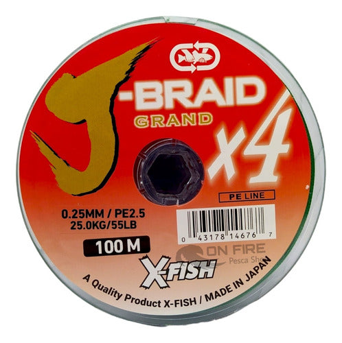 XF J-Braid X4 XF 0.25mm 55lb 25kg 100m Fishing Multifilament 8