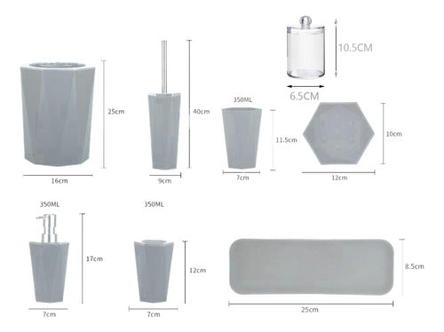 7 X Copo De Escova De Dentes E Dispensador De Sabão E Cinza 1