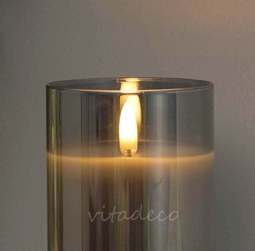 LED Flickering Candle with Glass Stand 3