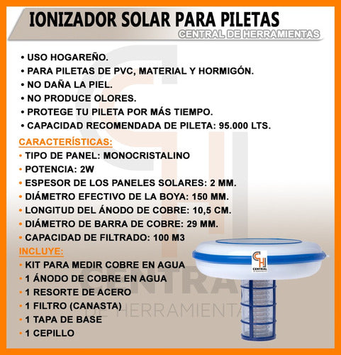 Generic Solar Ionizer for Swimming Pool Anti-Bacteria 1